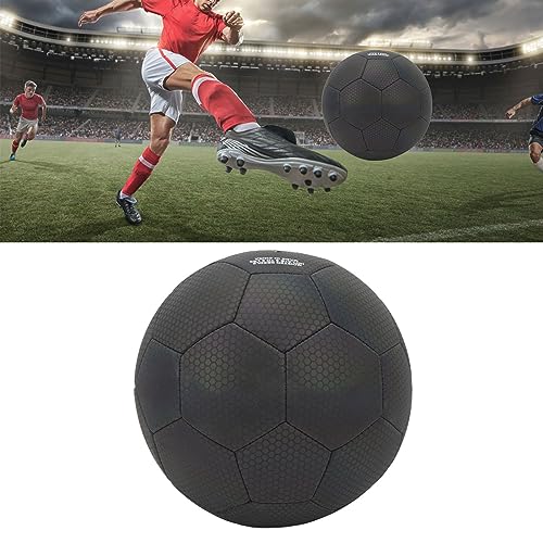 Reflektierender Fußballkugel, Größe 5 Leuchten Im Dunklen Schwarzen Leuchtenden Ball Reflektierende Fußball PU Leck -Proof Air Ventil Leuchtend Leuchtend Fußball