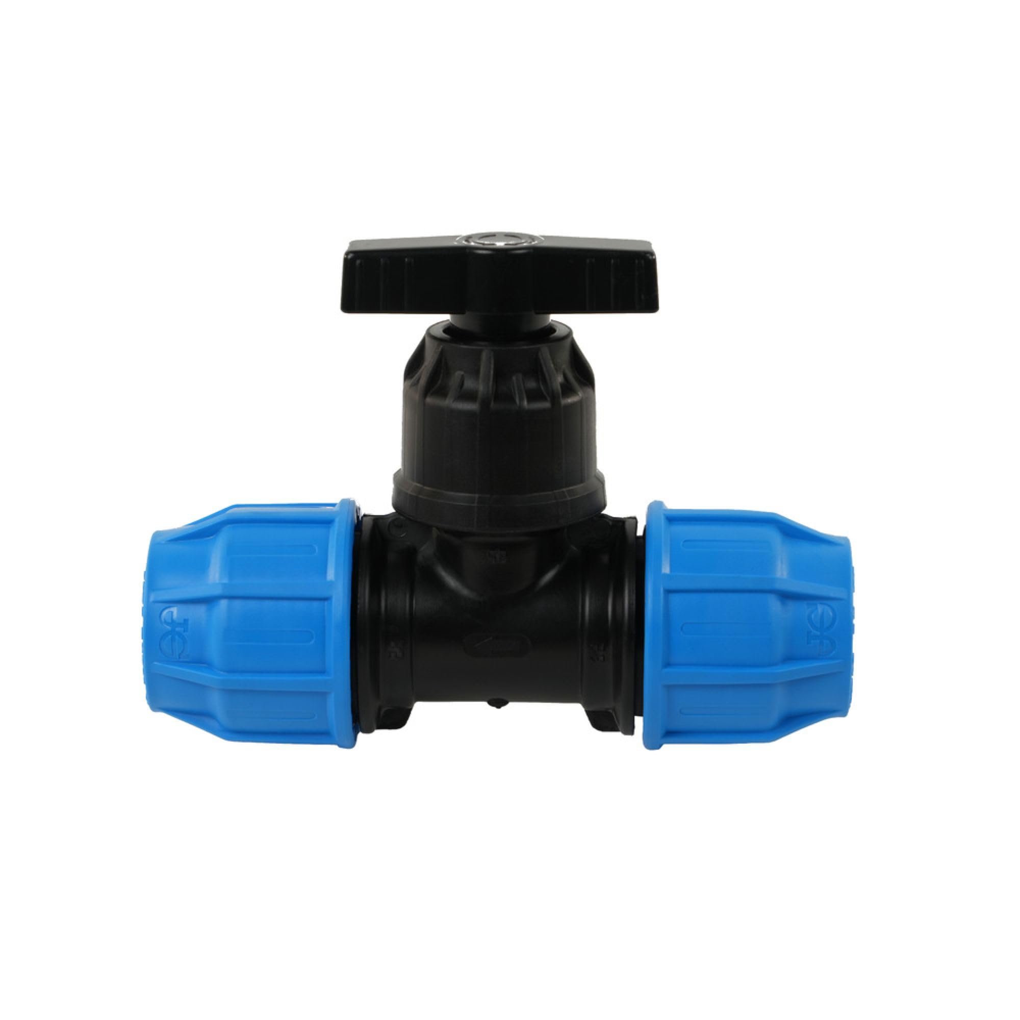 John Guest Blue Mdpe Compression Stop Tap 32Mm Pipe Valve, Wras Approved Water Shut Off For Plumbing