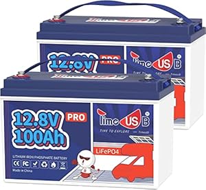 Timeusb 12V 100Ah LiFePO4 Batterie 2er-Pack