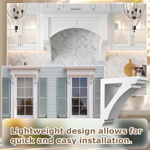 Image of Briwooody 2 Pcs Unfinished Paintable Corbels Bracket for Doorway Countertop Home Cabinet Bookshelves Furniture Support PU (4 W X 12 D X 12 Inch H,Modern Style)