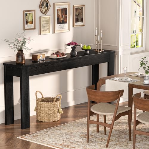 Image of Armocity Console Table, 47 inch Farmhouse Wood Entryway Table, Sofa Tables Narrow Long Behind Couch, Entry Table for Entrance, Hallway, Living Room, Embossed Black