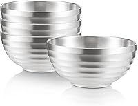 Vista 8 de Cuencos de acero inoxidable 18/8 de 17 onzas, de doble capa, con aislamiento, para sopa de fideos, arroz, ensalada, cuencos de metal para aperitivos