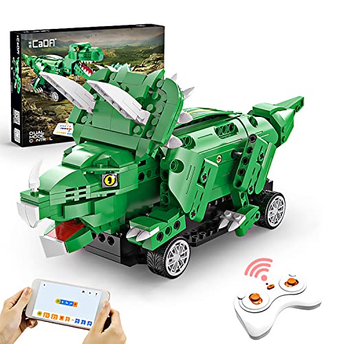 Fernbedienung Triceratops Bausteine Spielzeug,App-Programmierung gesteuerter Dinosaurier Spielzeugauto,für 6+ Jahre Jungen Kinder Spielzeug(317 pièces) Cover