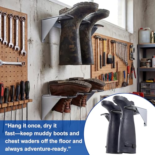 Image of Zonon Wader Hangers Durable Coated Steel Boot Rack Wall Mounted Boot Holder Organizer for Drying Storing Hunting Chest Waders Outdoor Gear Cowboy Shoes Storage Garage Entryway