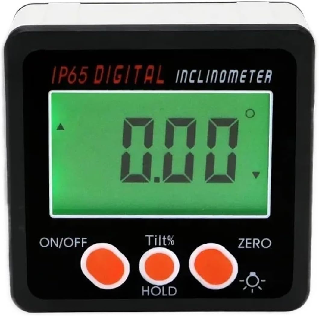 IP65 Waterproof Digital Protractor, Bevel Box Aluminum Alloy Digital Bevel Box with Magnets Digital Angle Finder Measuring Tools(Green Backlight IP65)