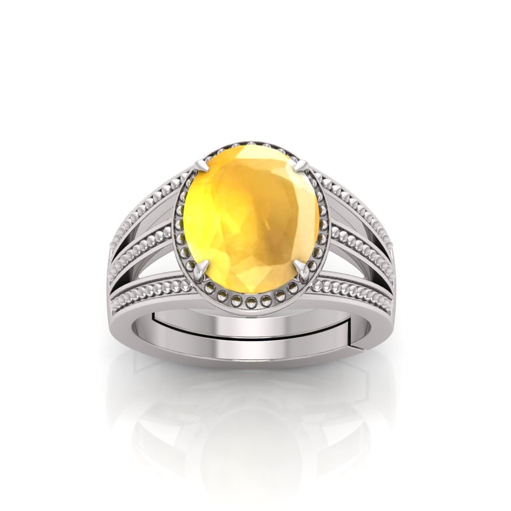 Bague saphir jaune naturel AAA++ de 13 carats en métal noble pour homme et femme