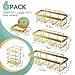 Veken Adhesive Shower Caddy 6-Pack,Gifts for Women Mom,Heavy Weight Bearing,Large Wall Mounted Bathroom Shelves Rack,Organizer Storage Accessories with Soap Dish&Toothbrush Holder,Bright Gold