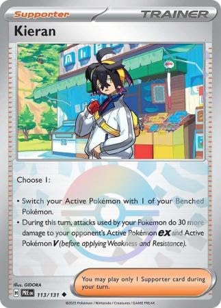 Pokemon - Kieran 113 131 Prismatic Evolutions Poke Ball Foil Card