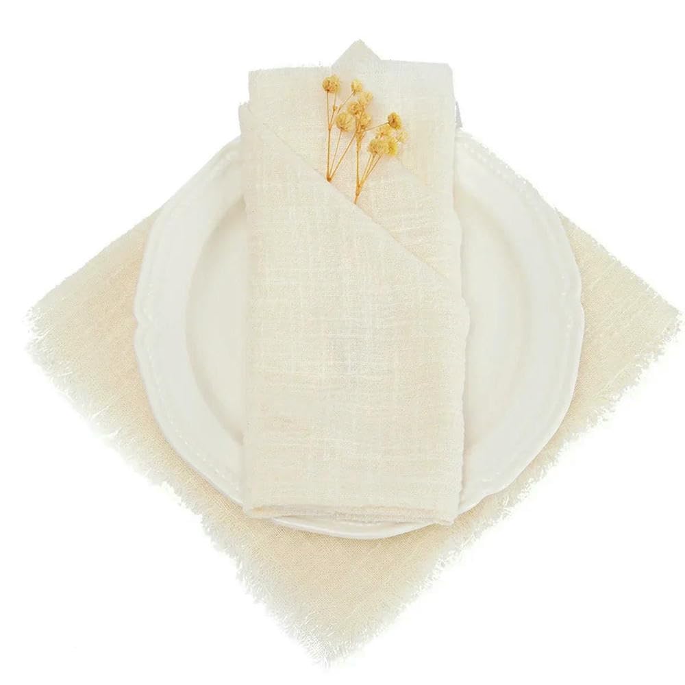 Servilletas de algodón de gasa retro absorbentes lavables pack de 24 Ivory