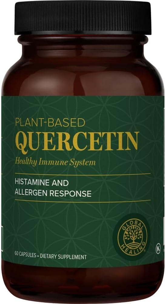 Global Healing Center Quercetin 250 mg Supplement to Support Immune System, Includes QuerceFIT Without Bromelain & Zinc (60 Capsules)