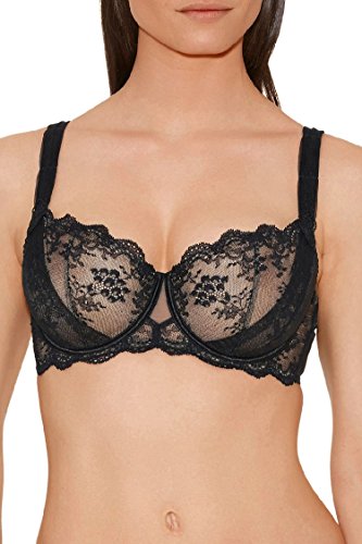 Aubade Women's A L'Amour Comfort Half-Cup Underwire Lace Bra- for full cups, large bust, balconette style, lingerie for everyday or special occasion, Black (Noir), 34G, 1 Piece Aubade Women's A L'Amour Comfort Half-Cup Underwire Lace Bra- for full cups, large bust, balconette style, lingerie for everyday or special occasion, Black (Noir), 34G, 1 Piece