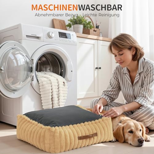 Upvilla Luxusweicher Hundekorb, Orthopädisches hundebett Grosse Hunde, 4-seitiges Nackenkissen, Abnehmbare Waschbare Hundematte, Hundesofa mit Griffen, Haustierbett (Dunkelgrau, 92 * 69 * 20cm