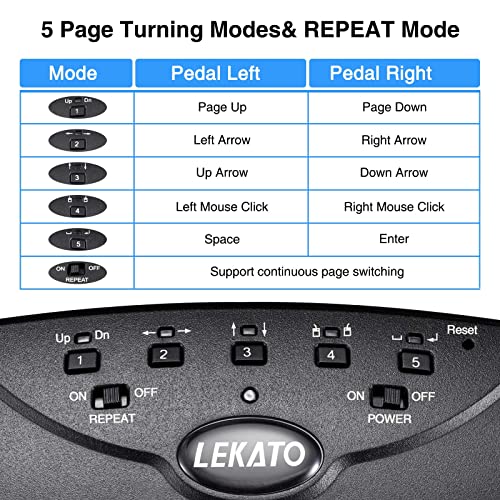 Lekato BC-1857 Wireless Bluetooth Page Turner Pedal Ipad, Music Page Turner Foot Pedal Rechargeable Page Turner Pedal Silent Page Turner Pedal Wireless Page Turner Pedal thumb #2
