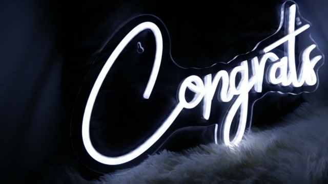 IMEGINA White Congrats Neon Sign - Dimmable LED Neon Sign for Wall