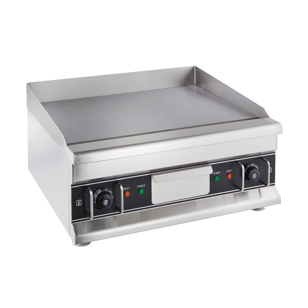 GastroHero Piastra elettrica liscia, 600 mm, da tavolo, 5 kW, in acciaio inox, 2 zone di riscaldamento, 400 V, professionale, per cucina e gastronomia