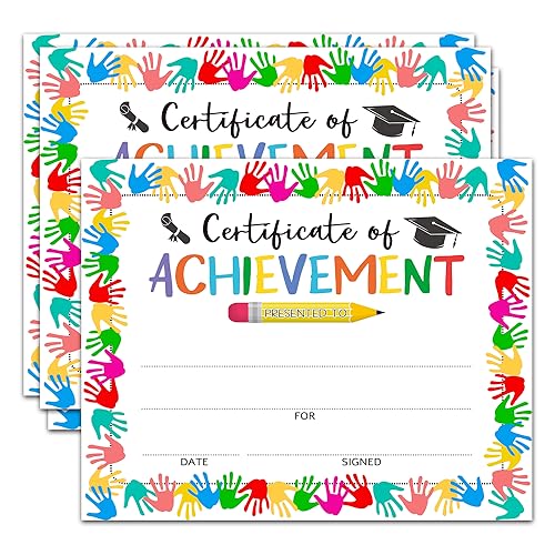 25 certificados de premio para actividades educativas y de aprendizaje, certificados de finalización de ceremonia de graduación escolar, certificado de logro y reconocimiento de estudiantes