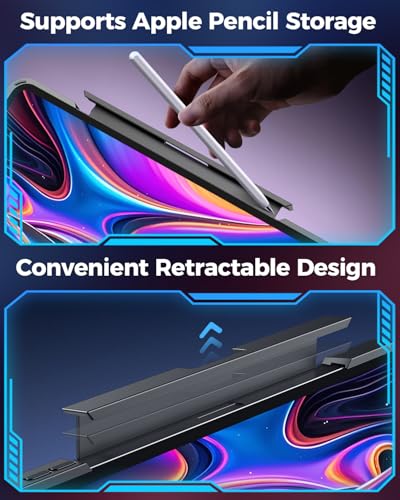 SIBEITU Keyboard Case for iPad Pro 13 Inch M4 2024, Clear Wireless Keyboard Protective Cover with Multi-Touch Trackpad, 7-Color Backlight & 3-Brightness, 360 Rotatable, Visible PCB Tech Design, Black