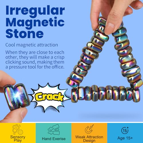 Image of Cool Fidget Toy Fridge Magnets Rocks,Science Kit Magnet DIY Alphabet Number, Magnetic Hematite Stones Gift, Magnet Ferrite Putty Desk Toy for Adults(24PCS)