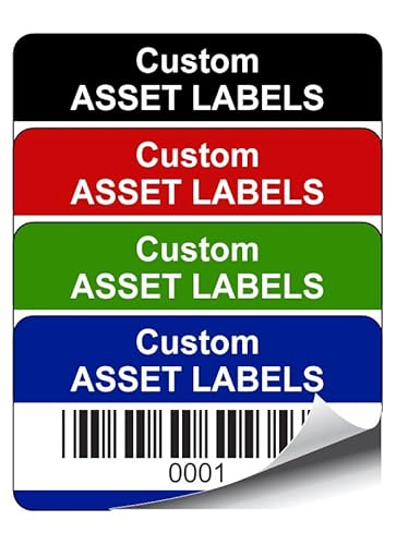 2000 Personalised Custom Barcode Asset Tag Labels - 38mm x 20mm Permanent Synthetic PP Labels - Simply Choose a Colour, Add Text and Identify Numbers Required - (P/NO. CALB3)