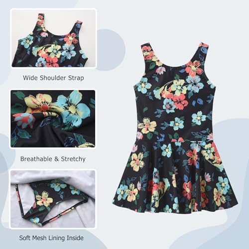 Image of Aisyee Girls One Piece Swimsuits Swim Dress for Girls Skirted Bathing Suit Hawaiian Skirt Swimwear 3-16 Years
