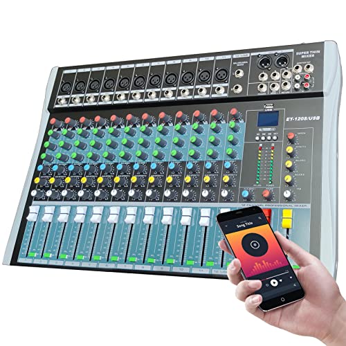 Propart 12 Channel Mixer, Professional Audio Mixer With Bluetooth Usb, Dj Audio Mixer With Interface, 12 Channel Audio Mixer For Stage Performances And Studio Performances, Mp3 Mixer Audio. #TOP2