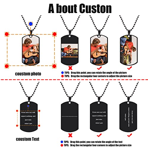 Personalized Dog Tag Pendant for Men, Custom Necklaces for Women With Picture, Custom Photo Text Engraving Dog Tags Stainless Steel Necklace Pendant3