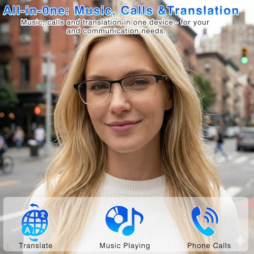 Image of Ai Translation Smart Glasses with Chat GPT & Deepspeek Bluetooth Glasses for Men Women with 154+ Language & Accents, Translation Glasses Color-Change Lens, Open Ear Lighweight Eyeware