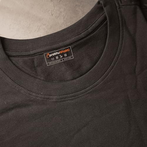 Image of prabhu bhakti Men's Oversized Aghori Printed Black Cotton T-Shirts | Round Neck Drop Shoulder Half Sleeve Black Casual T-Shirt for Men