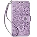 Ateeky iPhone XR Wallet Case, Mandala Flower Pattern,[Stand Feature] Protective PU Leather Flip Cover with Credit Card Slot[Side Cash Pocket][Magnetic Closure] (Purple)