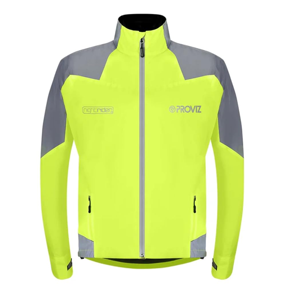 Proviz Men's Nightrider Reflective Waterproof Cycling Jacket Hi Visibility Breathable Cycling Coat, Yellow, 4XL