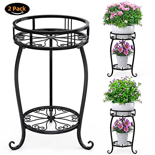 STLOVe® Supports de pots de fleurs, 2 Pack Support à Plantes en Métal, 2 Niveaux Présentoir de Pot Moderne, Étagères à Fleurs Jardinière, Plant Tabouret de Fleur, Intérieur Extérieur Jardin Cover