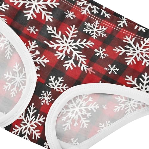 Joisal White Snowflakes Red Black Plaid Panties for Girl Toddlers Underwear Floral Cotton Fancy Underpants Briefs 2t4