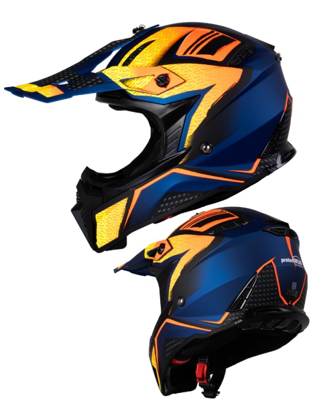 Motorradhelm Crosshelm MX-Helm Endurohelm MX322 blau/orange