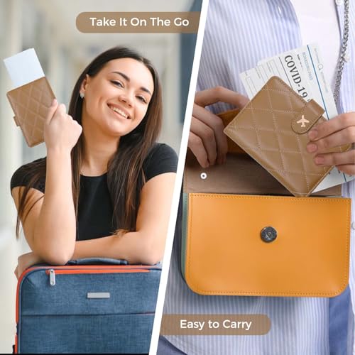 Image of Melsbrinna Premium Leather Passport Holder Covers Case, Waterproof Rfid Blocking Travel Wallet Passport Holder with Pen Holder, Cute Passport Book for Women /Men