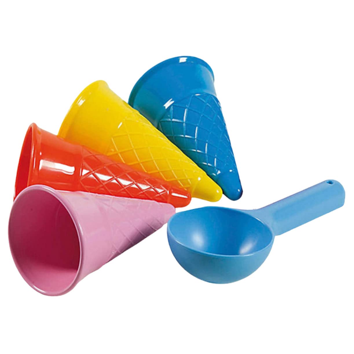 Toyvian Ice Cream Scoop Play Set 10Pcs Plastic Ice Cream Cone Sand Toys with Small Scoops for Kids Beach Sandbox Outdoor Motor Skill Development