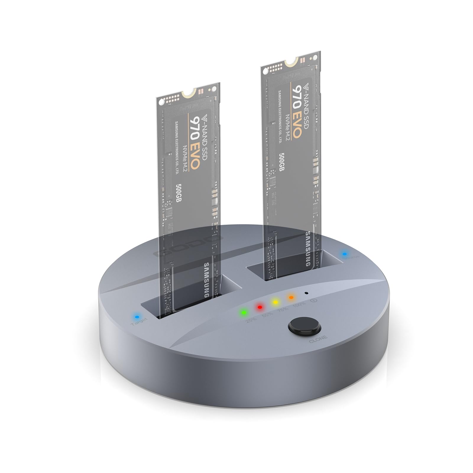 GODO NVMe/SATA M.2 Duplicator Dual-Bay Offline Clone USB C to NVME/SATA Docking Station for M2 SSD M Key and B+M Key Hard Drives Enclosure, Tool Free Aluminum10 Gbps USB3.1 Gen2 Type-C Adaptor
