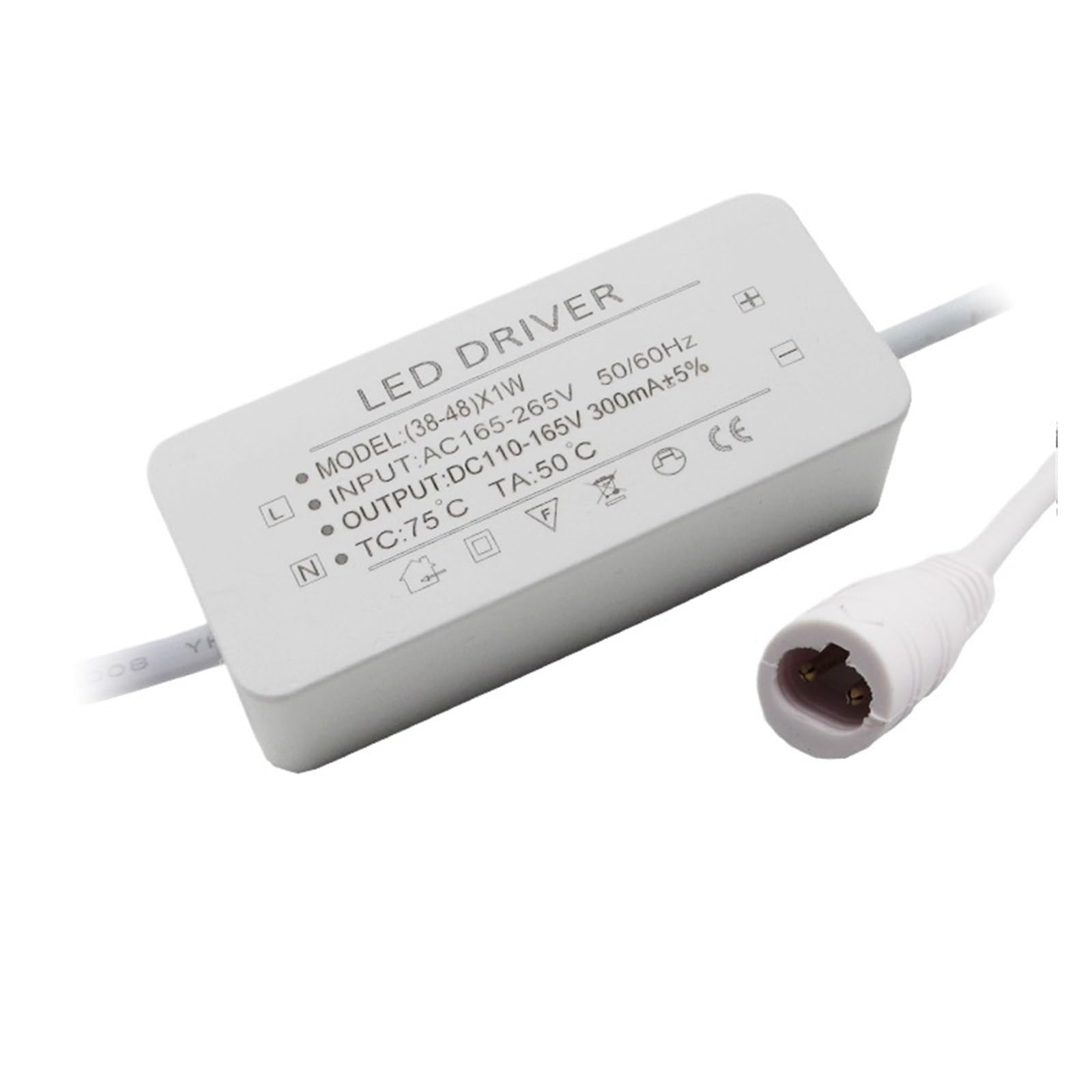 Pilote LED pour dalle lumineuse 38-48W avec connecteur femelle transformateur courant constant