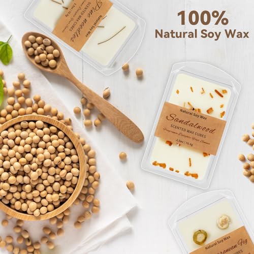 Image of SCENTORINI Wax Melts, Premium Wax with Essential Oil, 2.5oz x 3 Pack | Summer Scents, Scented Wax Cubes, Natural Dried Flower, Pine Needles, Sandalwood, Mediterranean Fig