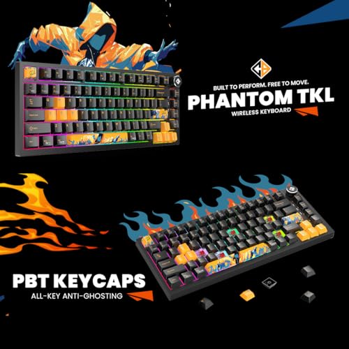 Image of Cosmic Byte Phantom TKL Tri- Mode 2.4GHz + Bluetooth + Wired 5-PIN Hot Swap Mechanical Keyboard | PBT Keycaps | 5-Layer Gasket Mount | Pre-Lubed Outemu Red Switches | RGB | Software (Black)