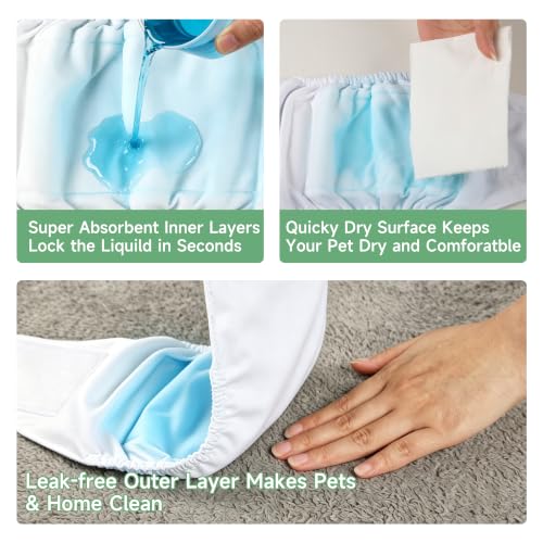 Image of wegreeco Washable Male Dog Diapers (Pack of 3) - Washable Male Dog Belly Wrap (White, Large)