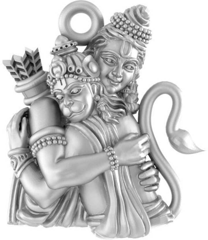 Pendentif argent sterling Shri Ram et Hanuman, bijou spirituel en argent massif 925
