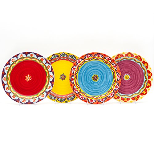 Euro Ceramica Ec-Gal-1001 Galicia Collection Andalusian-Inspired 16 Piece Dinnerware Set, Vibrant Assorted Patterns, Multicolor #TOP5