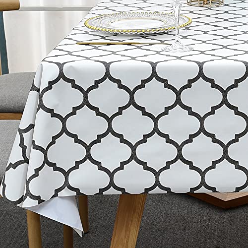 Plenmor Nappe en plastique PVC facile à nettoyer et imperméable pour cuisine, pique-nique, extérieur, intérieur (137 x 137 cm, blanc) Cover