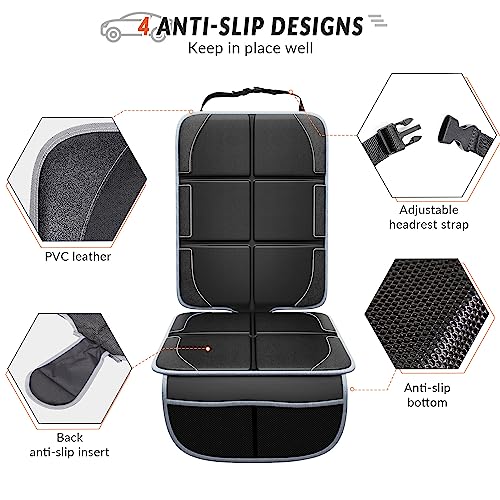 Image of Gimars Car Seat Protector, 2 Pack, XL Thicken EPE Cushion Waterproof 600D Fabric Car Seat Cover for Child Car Seat with Nonslip Backing Mesh Pockets for Baby SUV Sedan Truck Leather Seats, Black-Gray