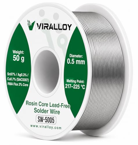 Image of 0.5mm Lead Free Solder Wire, Rosin Core Solder for Electronics, Sn97 /Ag0.3 /Cu0.7, 50g Flux Core Solder Wire for PCB, Electrical Soldering and Circuit Board Repair | Everyday Electronics Repair