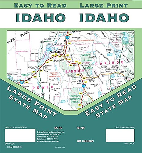 Idaho Large Print State Map