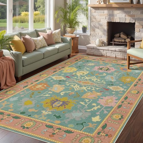 Tapete Joydeco Oushak Lavable para Sala 5x7 miniatura 2