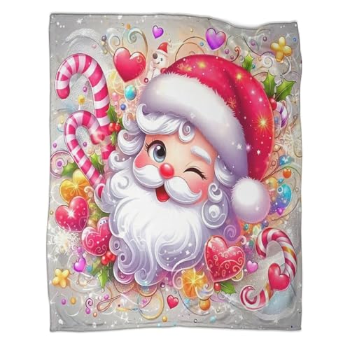 Couverture imprimée 3D Père Noël plaid cadeau de Noël pour lit - 3