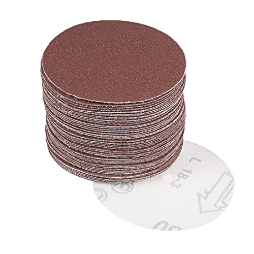 Super Brands uxcell 50Pcs 3 Inch Hook and Loop Sanding Disc 150 Grits Flocking Sandpaper for Random Orbit Sander Brown