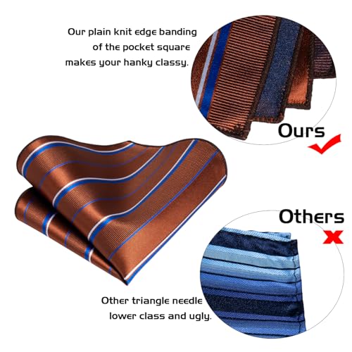 Image of 5PCS Mens Premium Silk Tie, Pocket Square, Cufflinks, Drilled Tie Ring and Lapel Pin Set for Wedding Groom Party